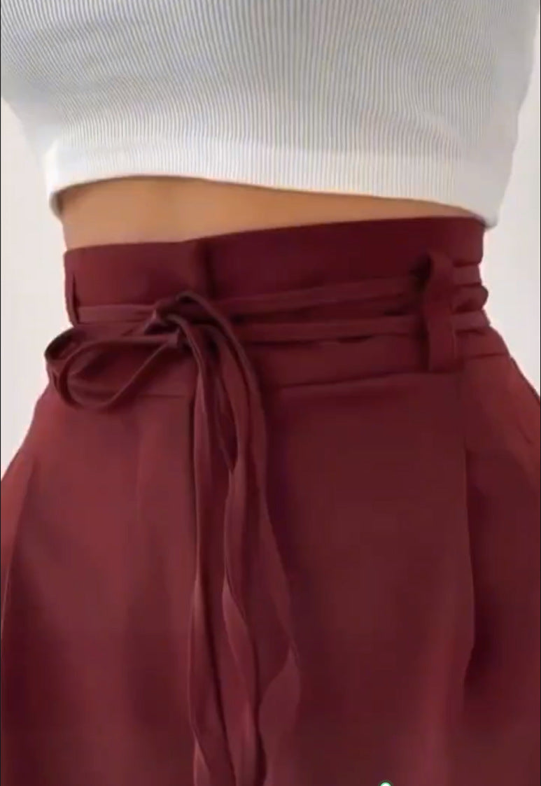 Damskie sznurowane szerokie spodnie casualowe