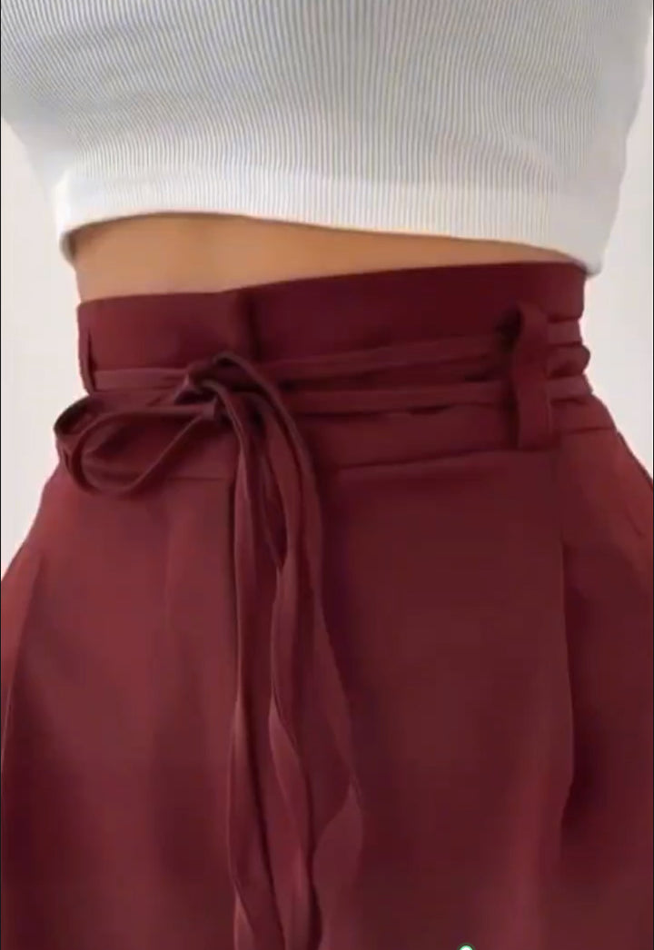 Damskie sznurowane szerokie spodnie casualowe