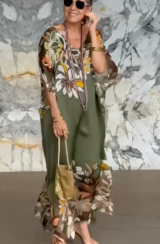 Wydrukowana sukienka maxi z drukowaniem