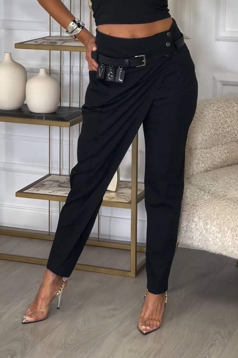Women's casual trousers with an irregular cut (with a belt)              Napisz recenzję klienta