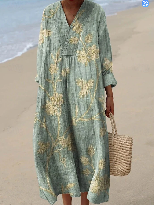 Lekka sukienka midi damska z dekoltem w serek