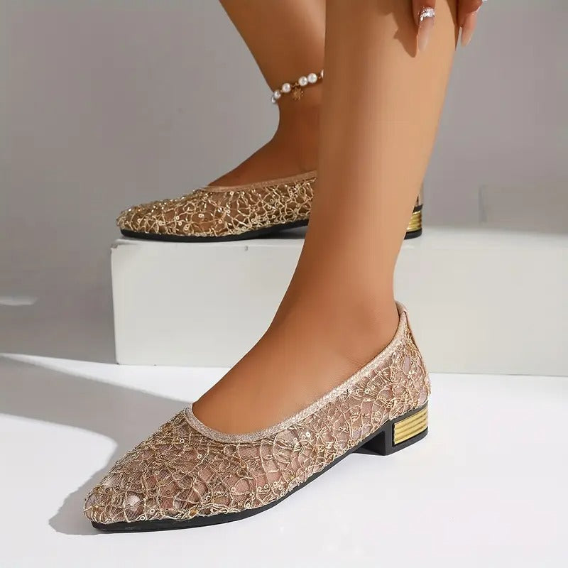Damskie baleriny ortopedyczne z koronką
