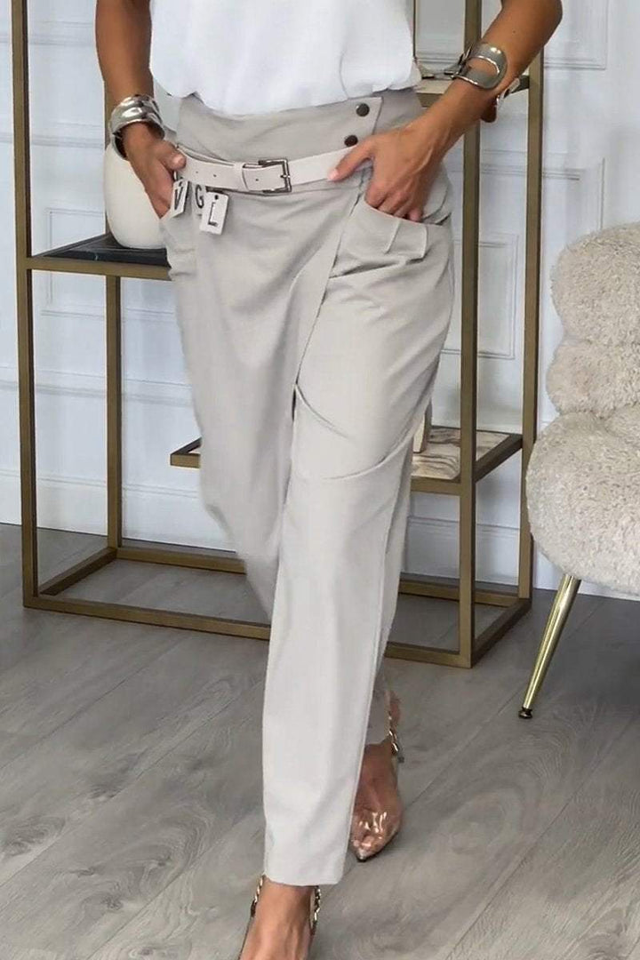 Women's casual trousers with an irregular cut (with a belt)              Napisz recenzję klienta